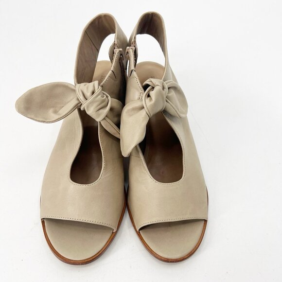 Bernardo Nude Tan Leather Luna Bootie Size 10 Open Toe Modern Minimalist - Picture 2 of 7